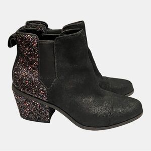 TOM’S Black Glitter Everly Ankle Boots Size 11